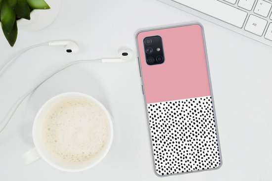 Coque Samsung Galaxy A51 5G - Pois - Zwart - Rose - Siliconen