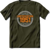 1951 Limited Edition Ring T-Shirt | Zilver - Goud | Grappig Verjaardag en Feest Cadeau Shirt | Dames - Heren - Unisex | Tshirt Kleding Kado | - Leger Groen - XL