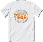 1949 Limited Edition Ring T-Shirt | Zilver - Goud | Grappig Verjaardag en Feest Cadeau Shirt | Dames - Heren - Unisex | Tshirt Kleding Kado | - Wit - XXL