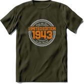 1943 Limited Edition Ring T-Shirt | Zilver - Goud | Grappig Verjaardag en Feest Cadeau Shirt | Dames - Heren - Unisex | Tshirt Kleding Kado | - Leger Groen - XXL