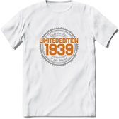 1939 Limited Edition Ring T-Shirt | Zilver - Goud | Grappig Verjaardag en Feest Cadeau Shirt | Dames - Heren - Unisex | Tshirt Kleding Kado | - Wit - S