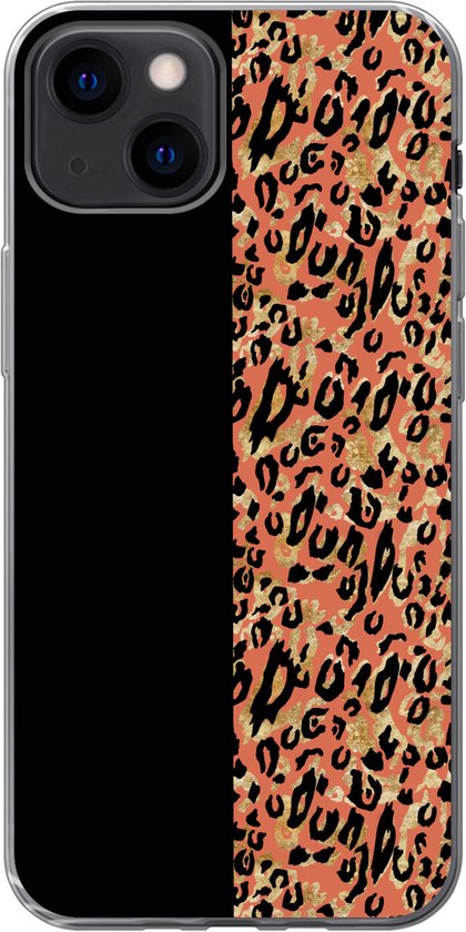 Coque iPhone 13 mini - Imprimé panthère - Or - Zwart - Coque de téléphone en Siliconen