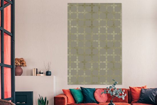 Luxe motif doré clair sur fond gris 120x180 cm - Tirage photo sur toile (Décoration murale salon / chambre) XXL / Groot format!