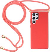 Lunso - Backcover hoes met koord - Samsung Galaxy S22 Ultra - Rood