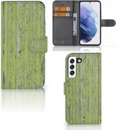 Wallet Book Case Geschikt voor Samsung Galaxy S22 Telefoon Hoesje Green Wood