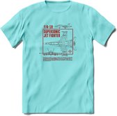 Vliegtuig T-Shirt | Unisex leger Kleding | Dames - Heren Straaljager shirt | Army F16 | Grappig bouwpakket Cadeau | - Licht Blauw - S