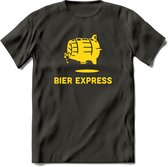 Bier Express T-Shirt | Unisex Kleding | Dames - Heren Feest shirt | Drank | Grappig Verjaardag Cadeau tekst | - Donker Grijs - M