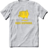 Bier Express T-Shirt | Unisex Kleding | Dames - Heren Feest shirt | Drank | Grappig Verjaardag Cadeau tekst | - Licht Grijs - Gemaleerd - M