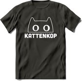 Kattenkop - Katten T-Shirt Kleding Cadeau | Dames - Heren - Unisex | Kat / Dieren shirt | Grappig Verjaardag kado | Tshirt Met Print | - Donker Grijs - 3XL