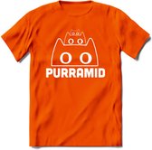 Purrramid - Katten T-Shirt Kleding Cadeau | Dames - Heren - Unisex | Kat / Dieren shirt | Grappig Verjaardag kado | Tshirt Met Print | - Oranje - XL