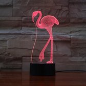 3D Led Lamp Met Gravering - RGB 7 Kleuren - Flamingo
