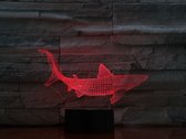3D Led Lamp Met Gravering - RGB 7 Kleuren - Haai