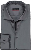 ETERNA modern fit overhemd - superstretch lyocell - antraciet grijs (zwart-grijs dessin contrast) - Strijkvriendelijk - Boordmaat: 38