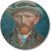 Zelfportret, Vincent van Gogh - Muurcirkel Forex 30cm - Wandcirkel voor binnen - Vincent van Gogh - Besteposter - Meesterwerken