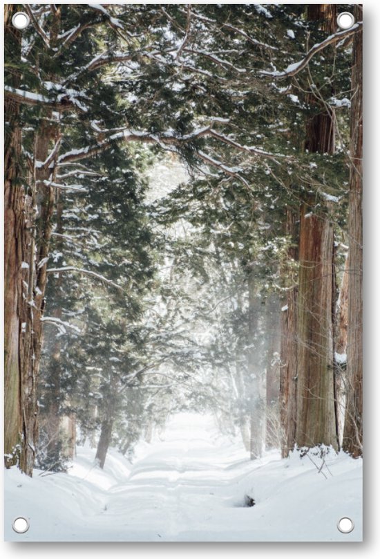 Winter Poster - Sneeuwbos bij Togakushi-heiligdom, Japan - Tuinposter 80x120 - Wanddecoratie - Besteposter - Natuur - Landschap