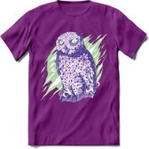 Dieren T-Shirt | Uil shirt Heren / Dames | Wildlife owl cadeau - Paars - XXL