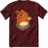 zwoele vos T-Shirt Grappig | Dieren Kleding Kado Heren / Dames | Animal Skateboard Cadeau shirt - Burgundy - S