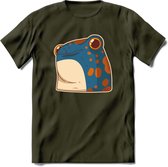 Koele kikker T-Shirt Grappig | Dieren reptielen Kleding Kado Heren / Dames | Animal Skateboard Cadeau shirt - Leger Groen - M