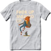 Casual vos quote T-Shirt Grappig | Dieren honden Kleding Kado Heren / Dames | Animal Skateboard Cadeau shirt - Licht Grijs - Gemaleerd - S