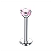Aramat jewels ® - Helix piercing vierkant roze zirkonia chirurgisch staal 1.2mm 6mm 3mm