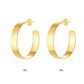 Twice As Nice Oorbellen in 18kt verguld zilver, platte oorring, 30 mm