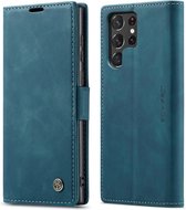 Caseme Samsung Galaxy S22 Ultra hoesje - Retro Blauw