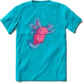 Schattig Axolotl T-Shirt Grappig | Dieren amfibieën Kleding Kado Heren / Dames | Animal Cadeau shirt - Blauw - 3XL
