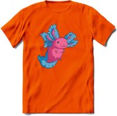 Schattig Axolotl T-Shirt Grappig | Dieren amfibieën Kleding Kado Heren / Dames | Animal Cadeau shirt - Oranje - XXL