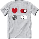 Hart Aan Brein Uit - Valentijn T-Shirt | Grappig Valentijnsdag Cadeautje voor Hem en Haar | Dames - Heren - Unisex | Kleding Cadeau | - Licht Grijs - Gemaleerd - M