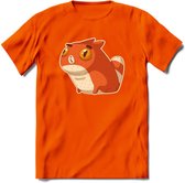 Silly cat T-Shirt Grappig | Dieren katten Kleding Kado Heren / Dames | Animal Skateboard Cadeau shirt - Oranje - L