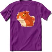 Silly cat T-Shirt Grappig | Dieren katten Kleding Kado Heren / Dames | Animal Skateboard Cadeau shirt - Paars - XXL