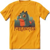 Monster van Purrkenstein T-Shirt Grappig | Dieren katten halloween Kleding Kado Heren / Dames | Animal Skateboard Cadeau shirt - Geel - M