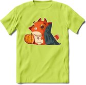 Graaf Dracula kat T-Shirt Grappig | Dieren katten halloween Kleding Kado Heren / Dames | Animal Skateboard Cadeau shirt - Groen - XXL