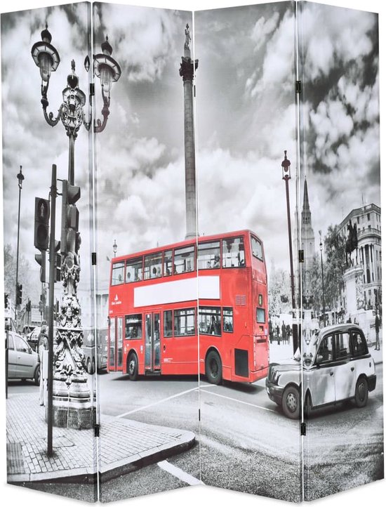 vidaXL Kamerscherm inklapbaar Londen bus 160×170 cm zwart en wit