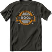 Premium Since 2001 T-Shirt | Goud - Zilver | Grappig Verjaardag Kleding Cadeau Shirt | Dames - Heren - Unisex Tshirt | - Donker Grijs - L