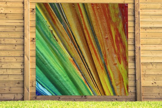 Affiche de Jardin Peinture à l'huile colorée - 200x200 cm - Toile de jardin - Affiche d'extérieur.