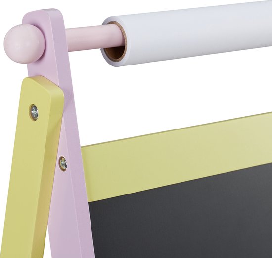 Relaxdays tableau noir enfants - tableau avec rouleau de papier - debout - planche à dessin - planche de jeu