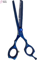 Ciseaux Amincissants 5,5 pouces Blauw - Ciseaux de coiffure droitier | Ciseaux à effiler | Cisailles à effiler professionnelles | Barber Schar - avec pochette
