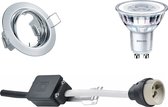 LED Spot Set - GU10 Fitting - Inbouw Rond - Glans Chroom - Kantelbaar Ø83mm - Philips - CorePro 827 36D - 4.6W - Warm Wit 2700K