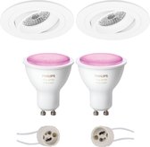 Primux Alpin Pro - Inbouw Rond - Mat Wit - Kantelbaar Ø92mm - Philips Hue - LED Spot Set GU10 - White and Color Ambiance - Bluetooth