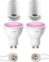 Primux Luxina Pro - Opbouw Rond - Mat Wit - Verdiept - Kantelbaar - Ø90mm - Philips Hue - Opbouwspot Set GU10 - White and Color Ambiance - Bluetooth