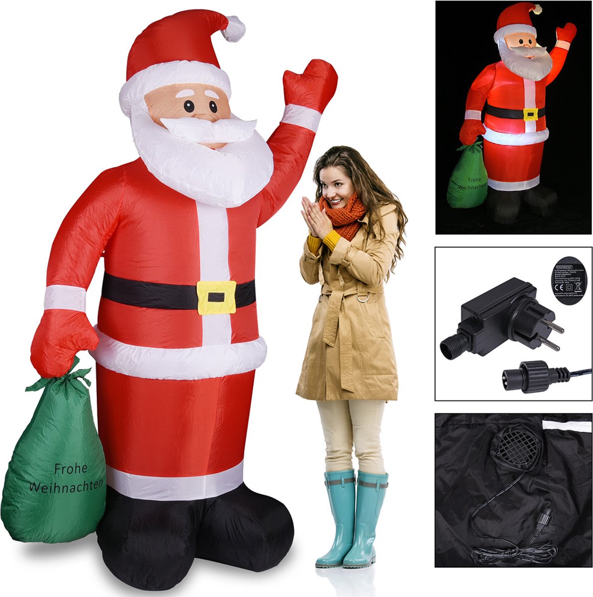 Reusachtige opblaasbare pinguïn met LED-licht - 195 cm