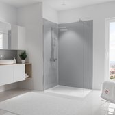2 douche achterwanden - asymmetrisch - hoek - Schulte Deco Design - kleur lichtgrijs - 90x120x210cm - wanddecoratie - muurdecoratie - badkamer wandpaneel - muurbekleding