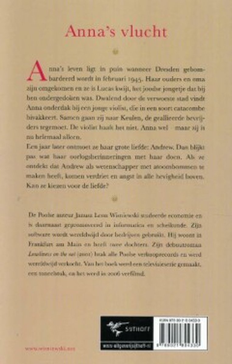 Boekomslag van Anna's vlucht met tekst en een afbeelding van een uil.