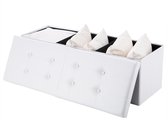 Opvouwbare zitkist met scharnierend deksel wit- 115x38x38cm