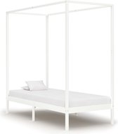 Decoways - Hemelbedframe massief grenenhout wit 90x200 cm