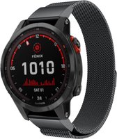 Milanees Smartwatch bandje - Geschikt voor  Garmin Fenix 7 Milanese band - zwart - Strap-it Horlogeband / Polsband / Armband
