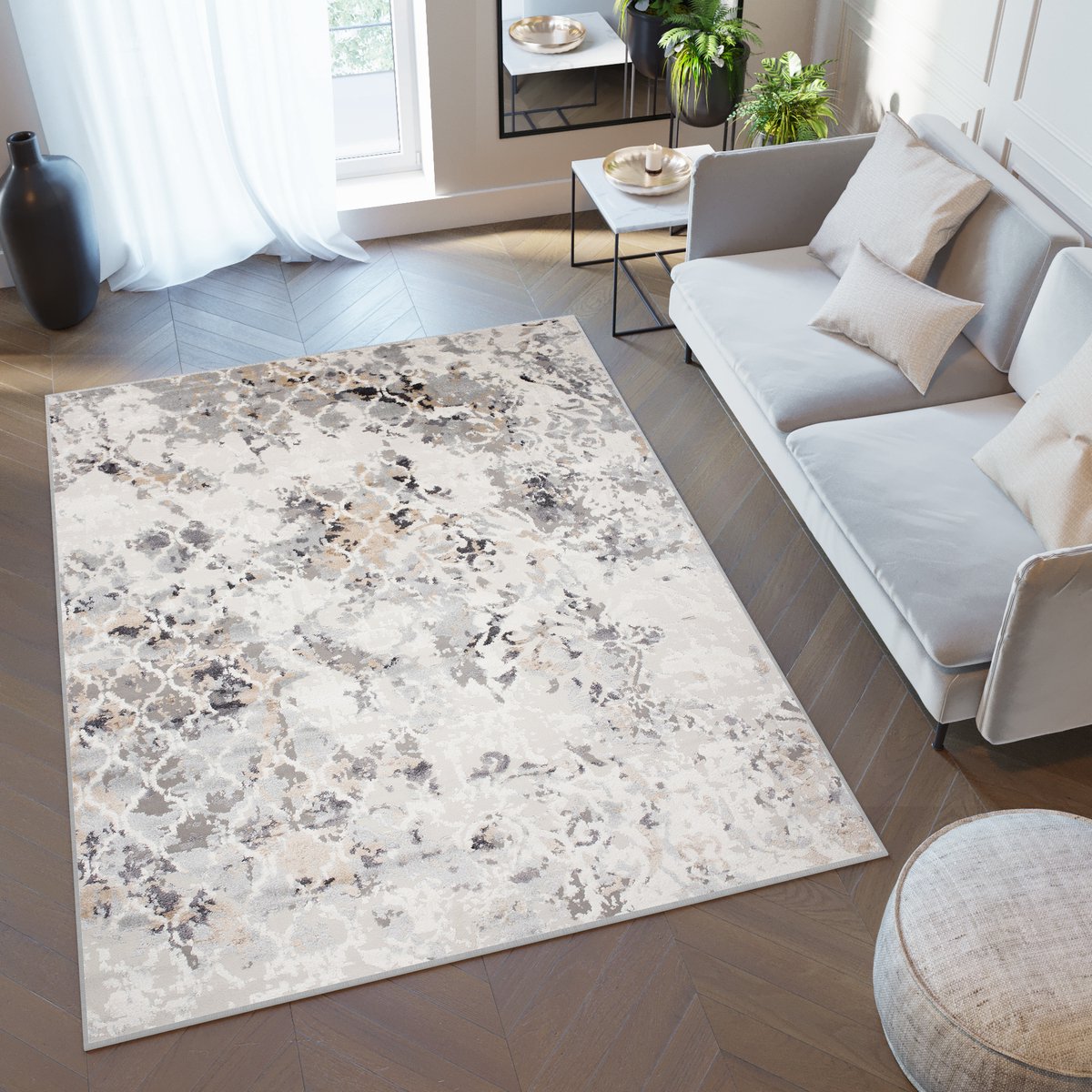 Tapiso Valley Vloerkleed Laagpolig Slaapkamer Woonkamer Tapijt Maat- 80x150 Beige Bruin