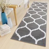 Tapiso Luxury Tapijtloper Grijs Oosters Gang Woonkamer Vloerkleed Maat- 80x1050