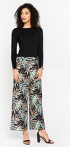 LOLALIZA Wijde broek met tropische print - Zwart - Maat 38